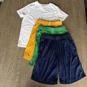 White T + Blue, Green & Yellow Shorts Set | Cat & Jack | Boy’s Large 10/12
